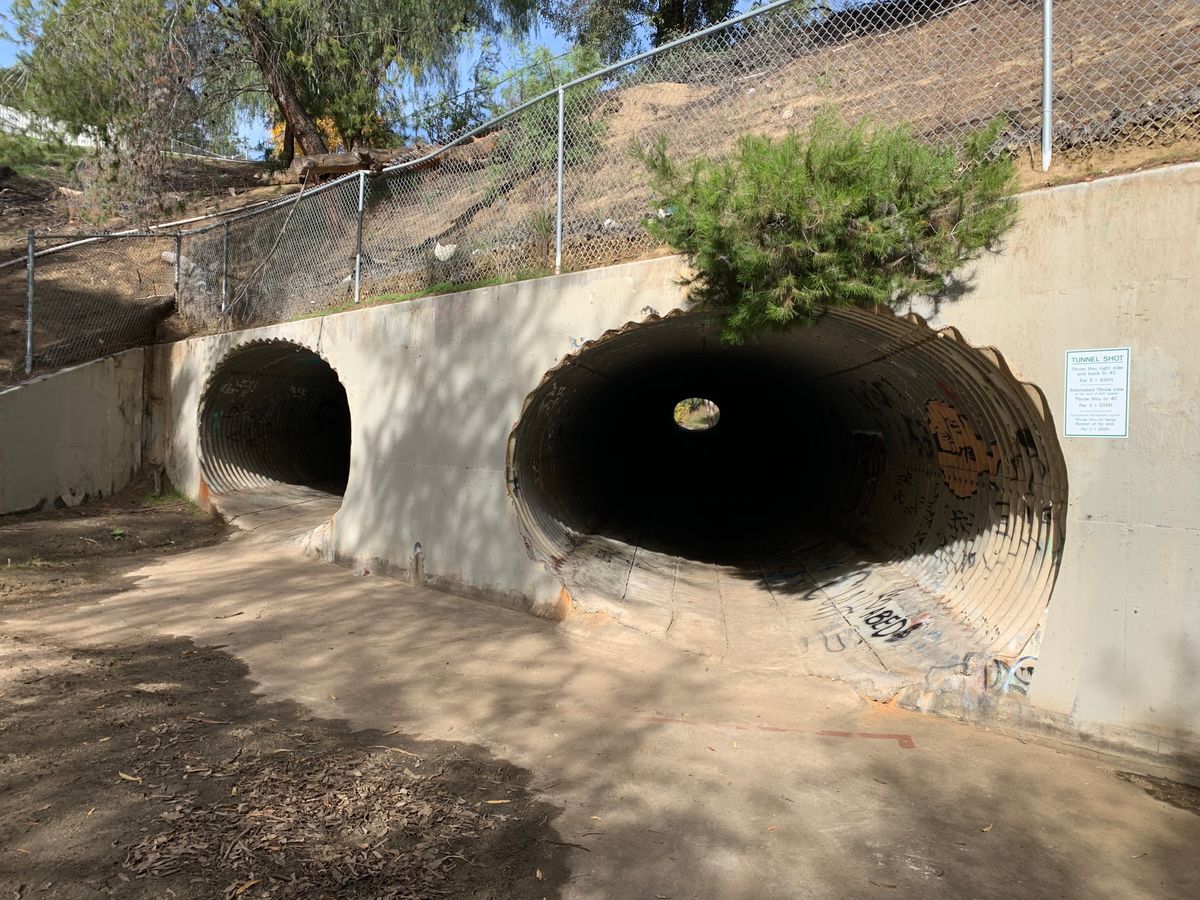 Optional 19th hole, Par 5, Mando through the right tunnel, then back through the left tunnel.