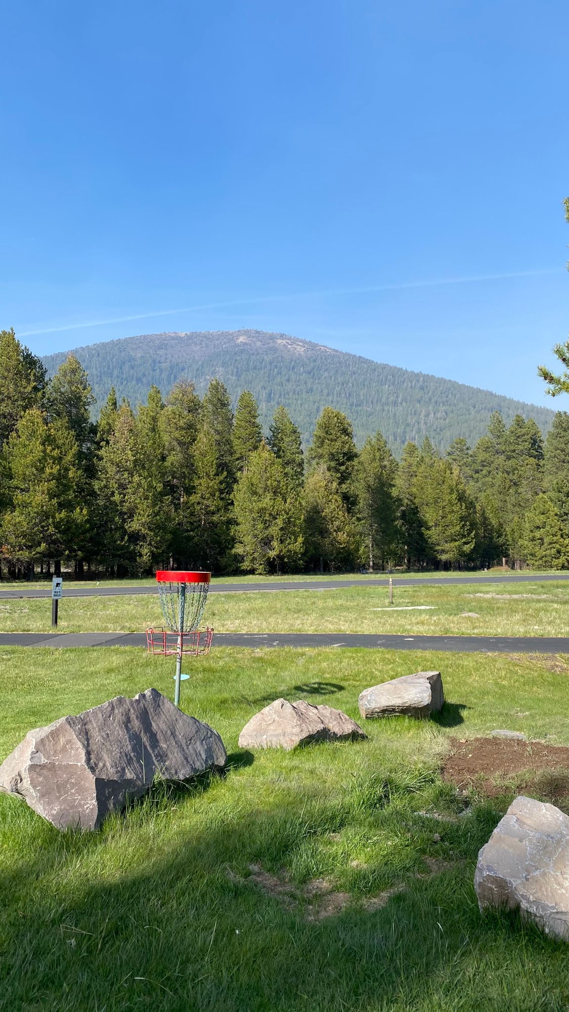 Hole 1, rocks around the basket