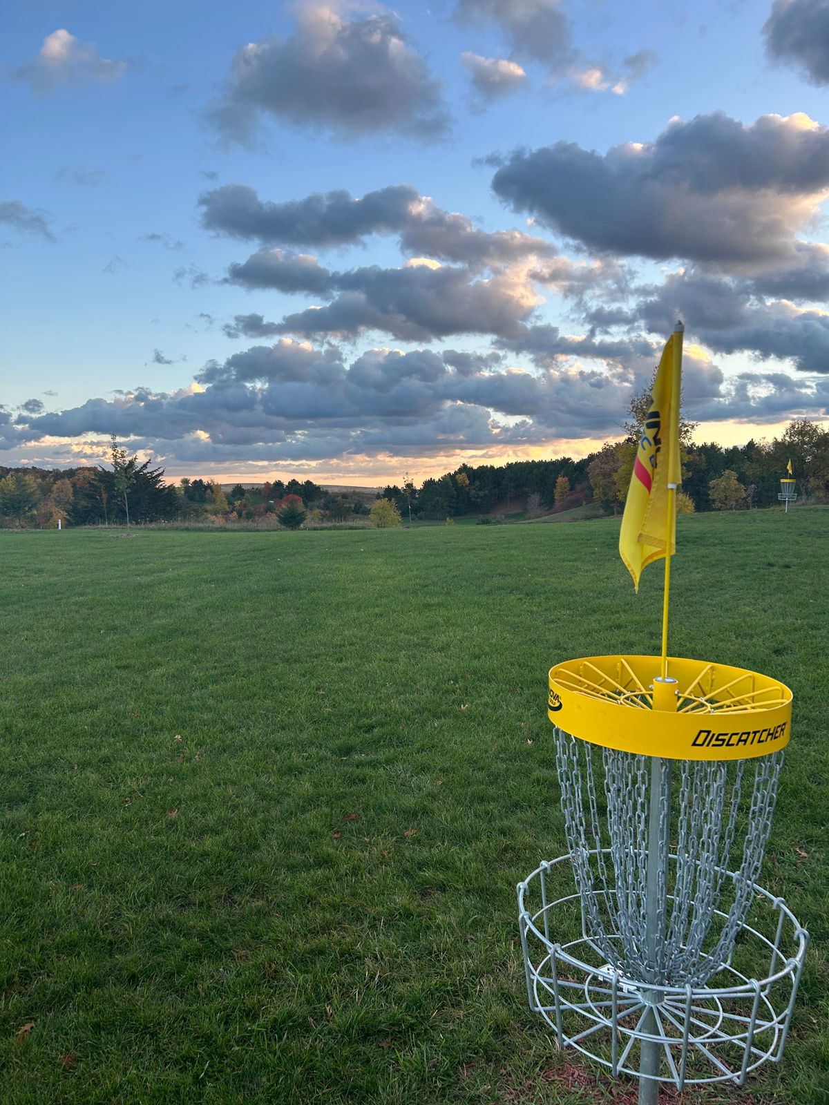 Hole 12 basket looking towards 13’s fairway