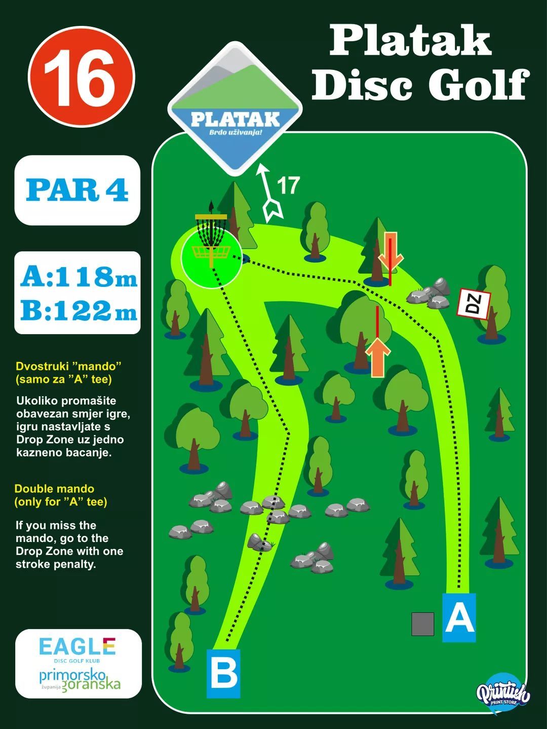 You have 2 different tee pads. One is near the children playground and other near the electric power line pole