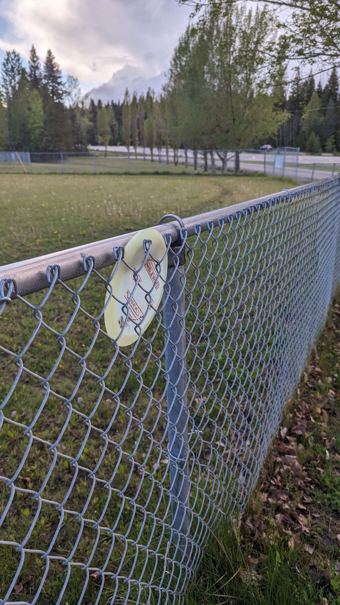 Grenade stuck in the fence.