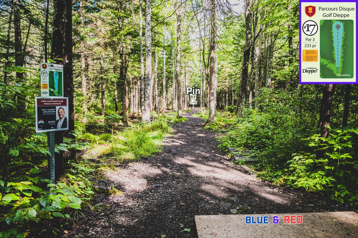 Hole 17 Blue & Red Tee.
