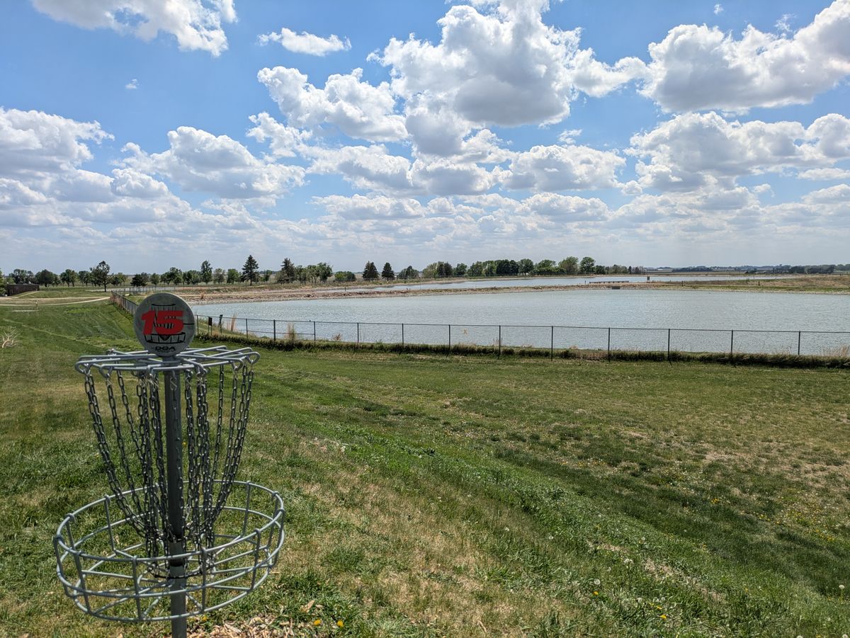 Hole 15 on top of hill overlooking the ponds.