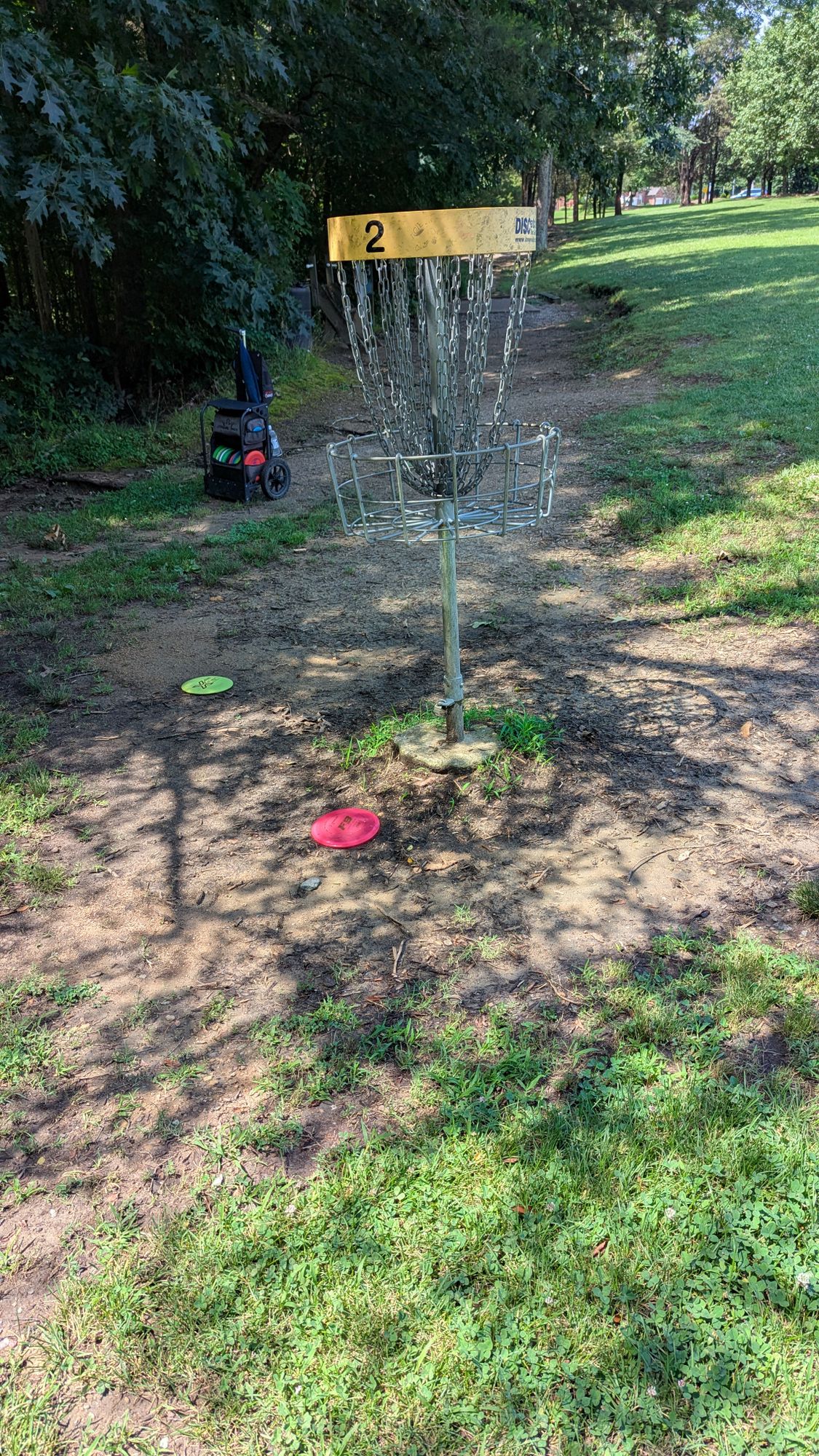 My tee shot on number two. The pink one.