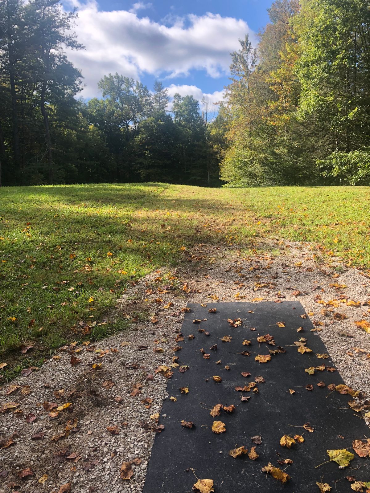 Hole 6 Tee pad. Plays straight over the hill