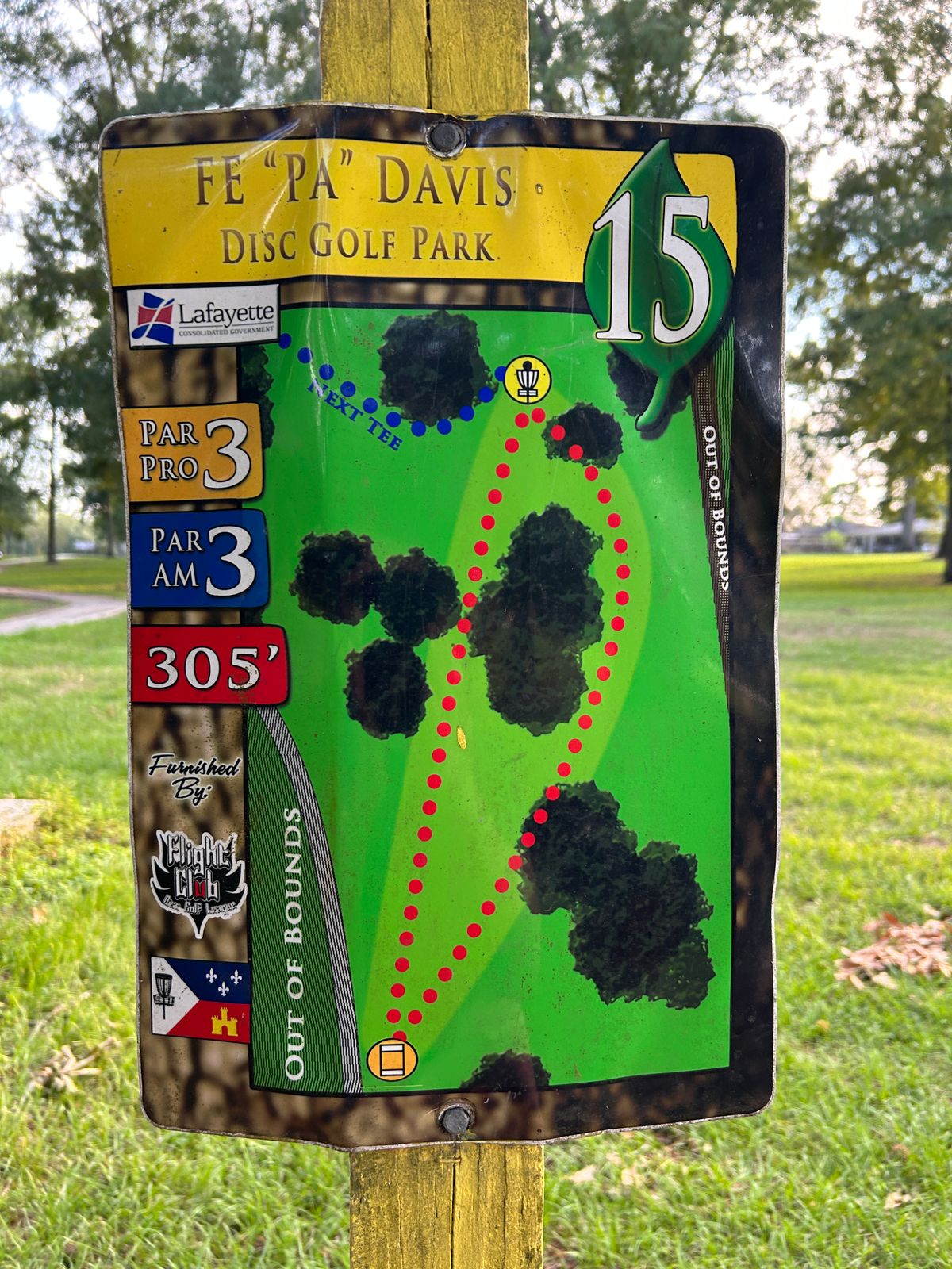 Hole 15 Tee Sign