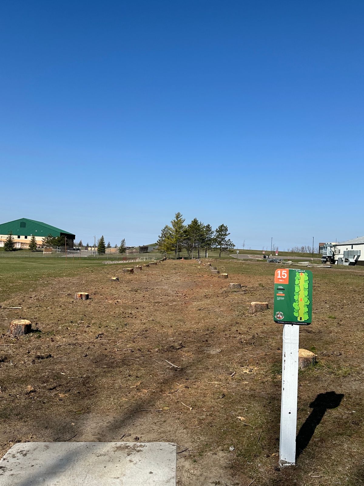 Hole 15, no more trees and missing the basket