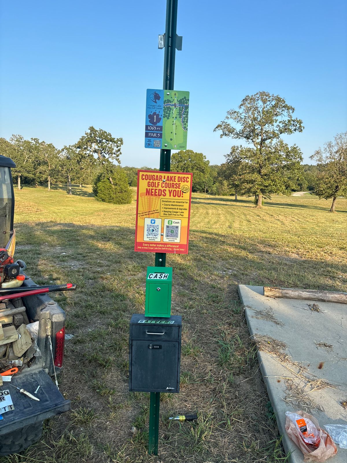 Hole 1 donation and waiver box