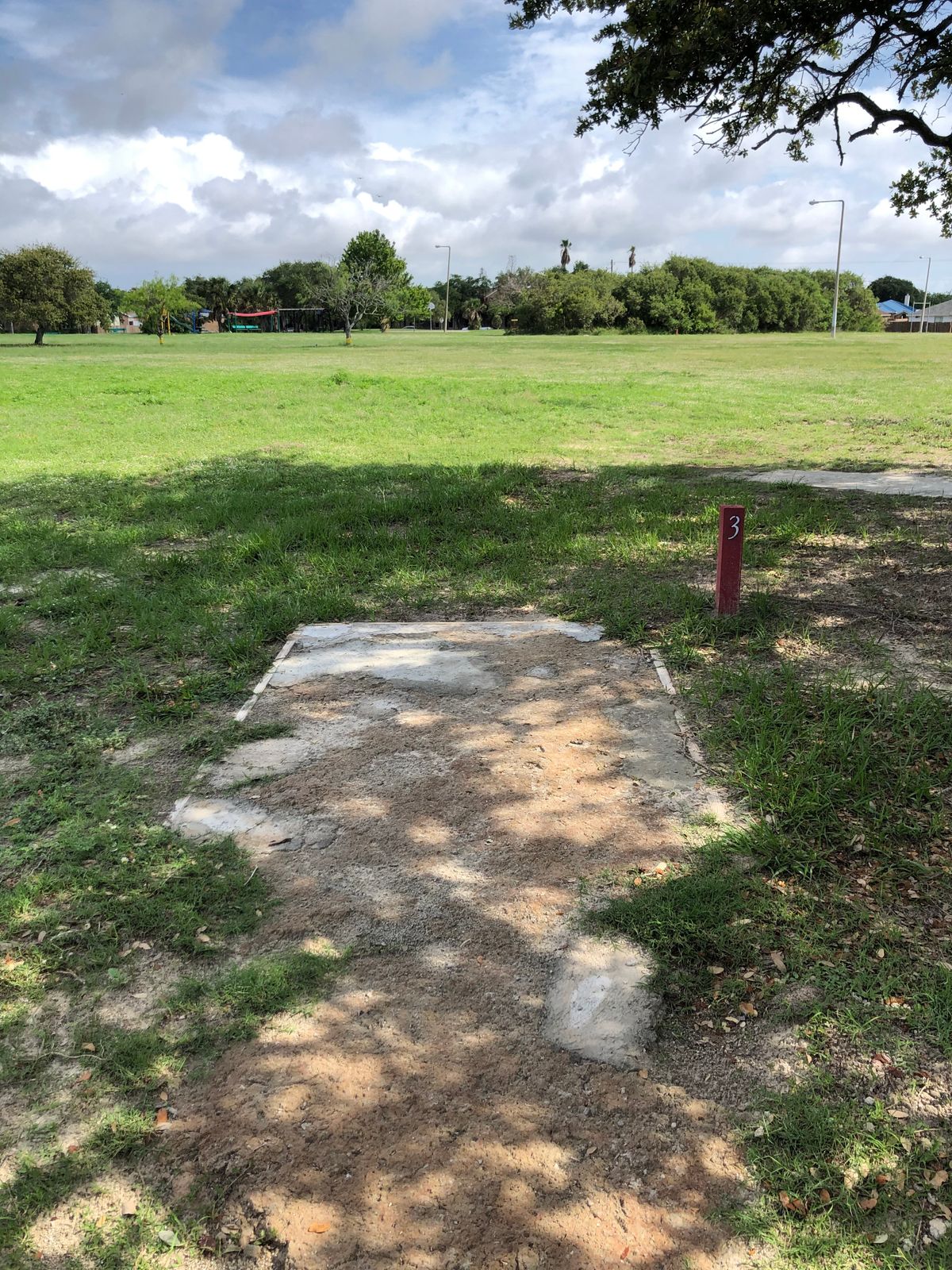 Red tee box for the longest hole on the course #3