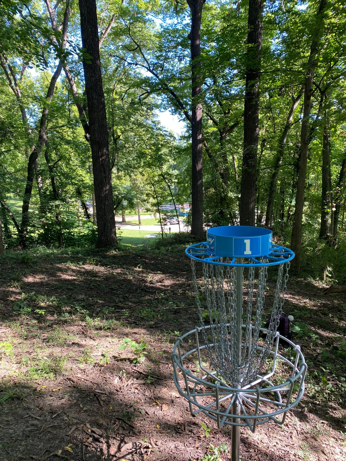 Hole 1 basket back to tee in A position.