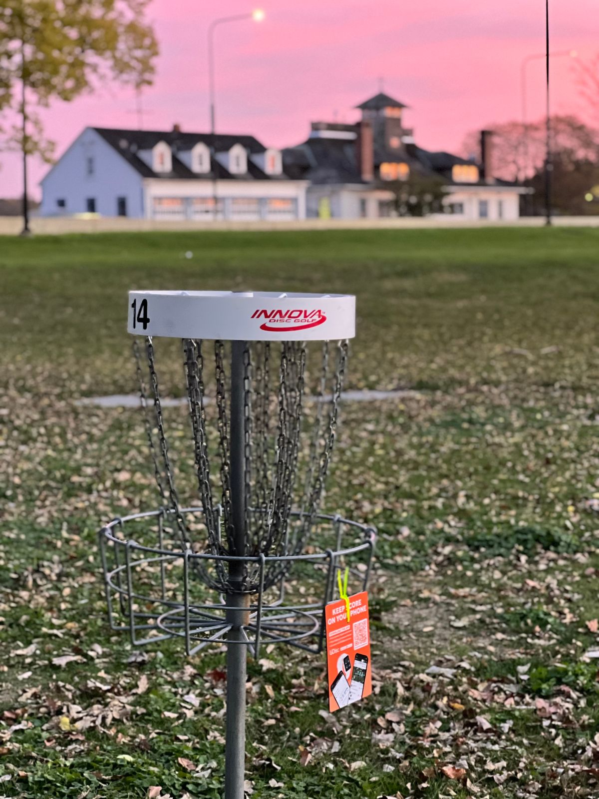 Hole 1 with Jackson Park Harbor Station in the background.