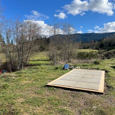Hole #5 tee pad looking at Mount Benson.