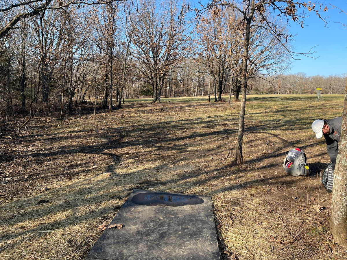 Hole 2 tee pad through low ceiling tunnel to basket 380’