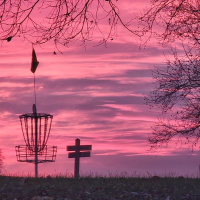 The sky lit up just after finishing a round.