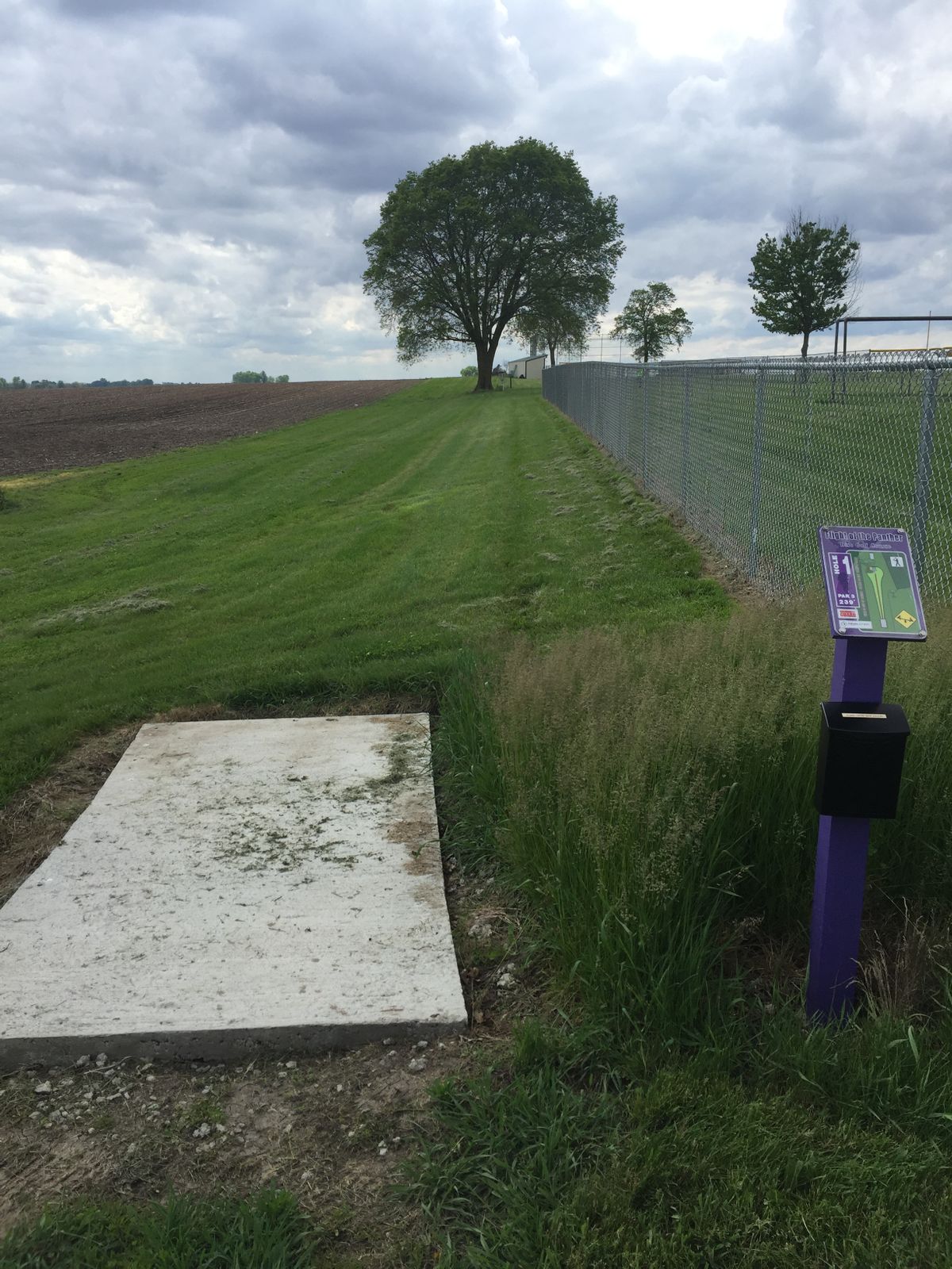 Hole 1 on south side of playground next to field