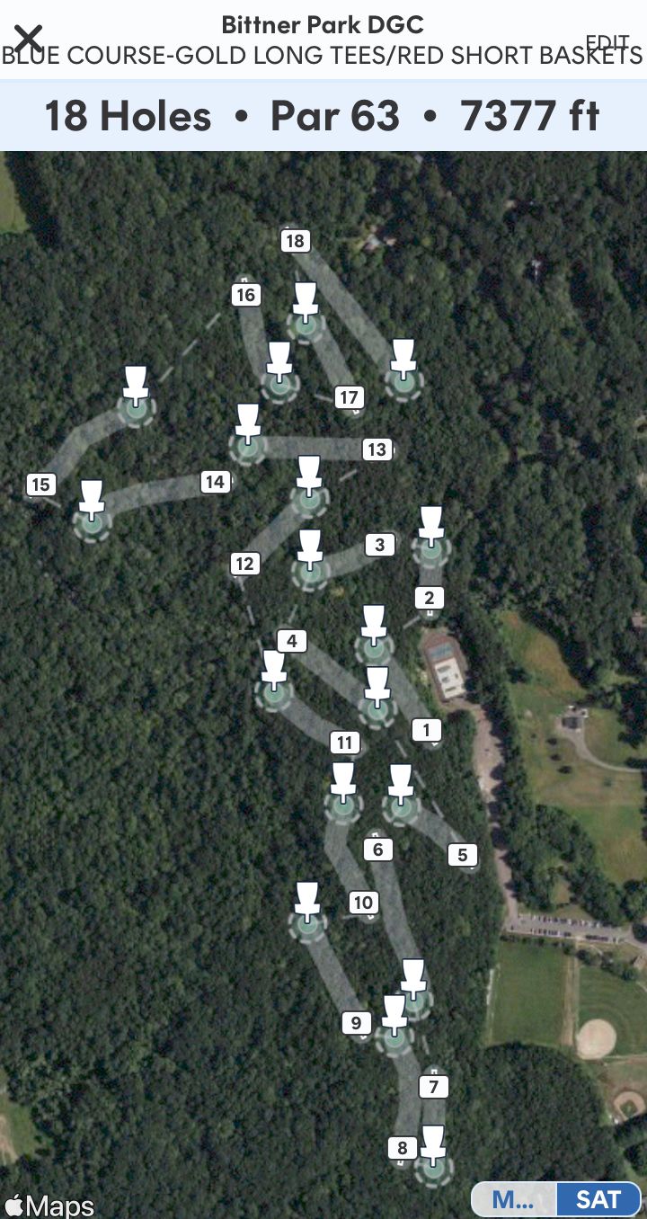 Blue course 18 holes. par 63.   7,377 ft