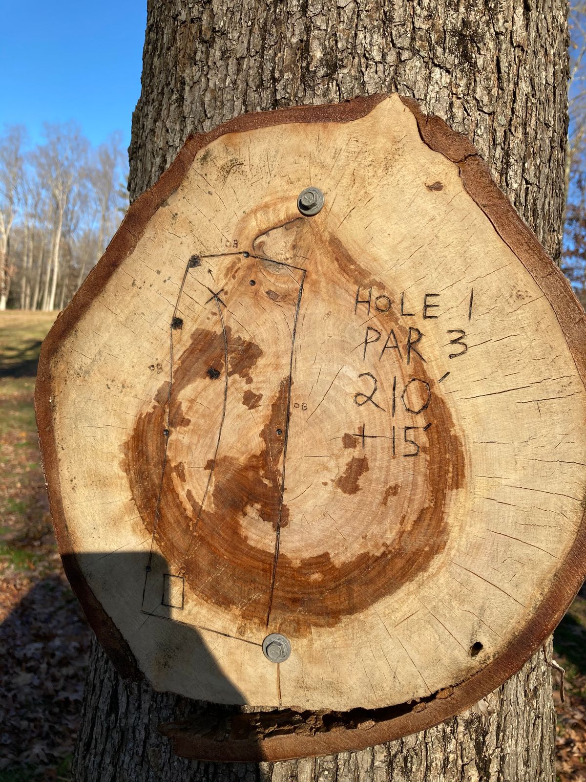 Signage for each hole (helps locate direction of basket)