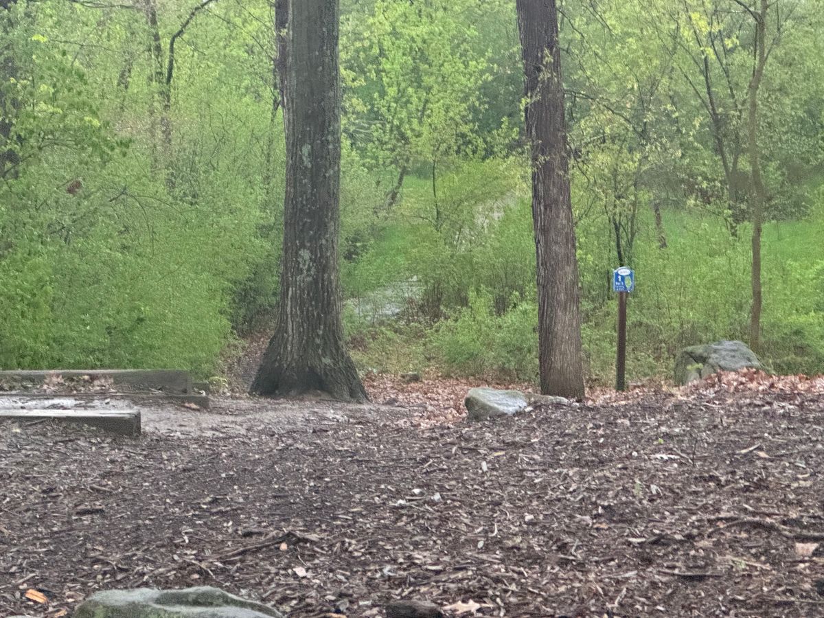 This is the pad for the first hole. its up the road from the parking lot and to the left.