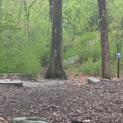 This is the pad for the first hole. its up the road from the parking lot and to the left.
