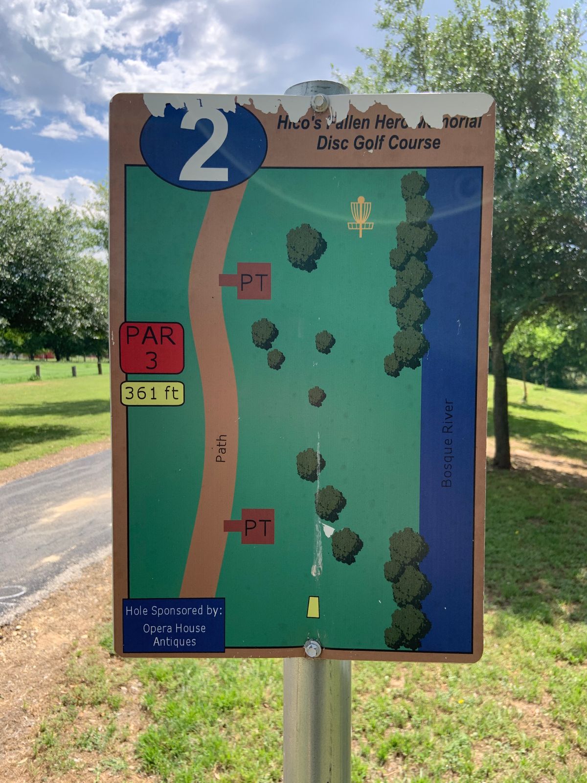 Hole 2 tee sign