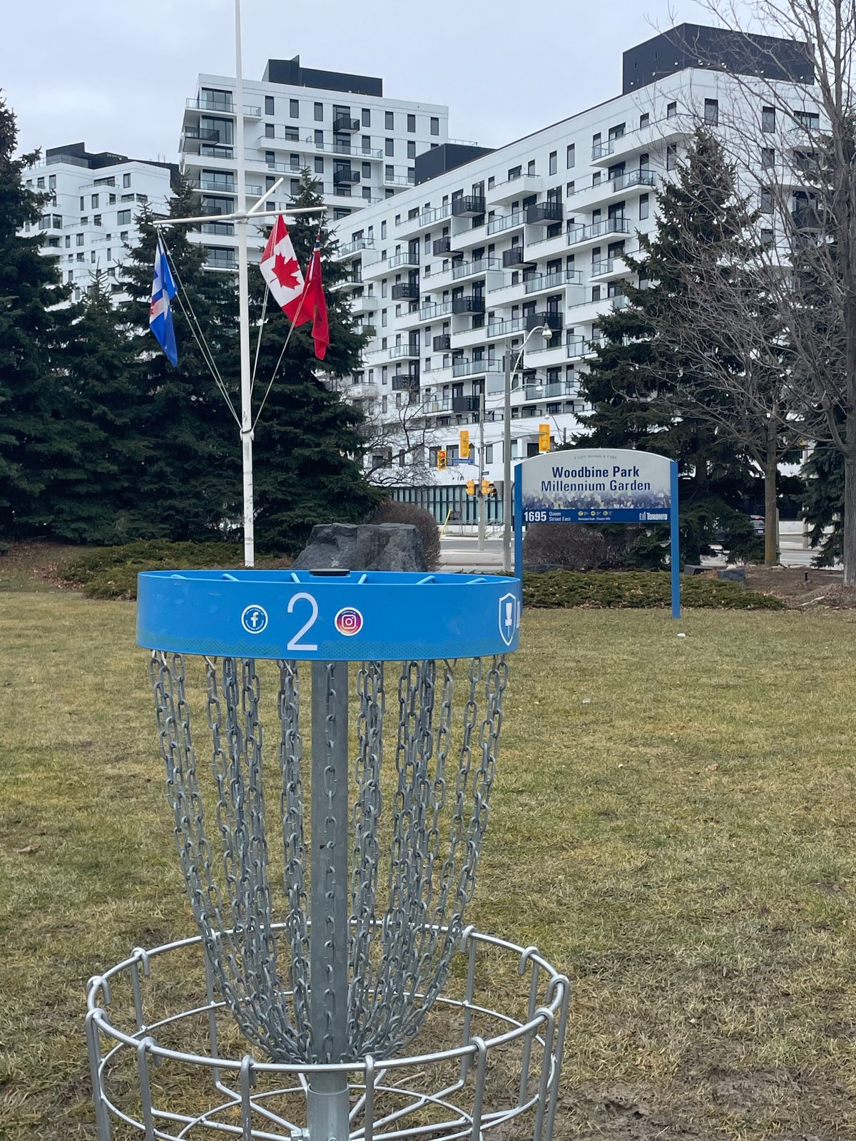 Hole 2 basket looking east.