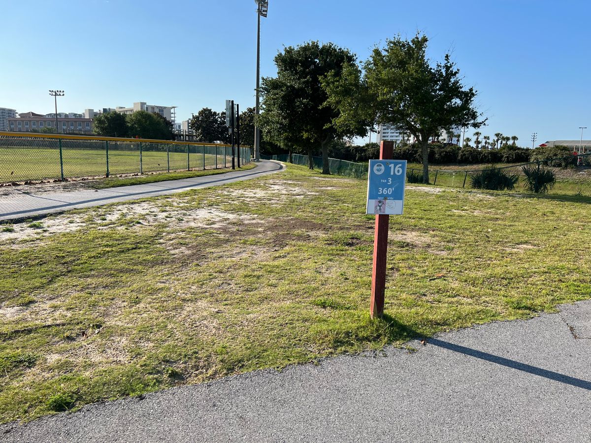 Try your best to not lose your disc between the outfield and the fenced in drainage area on the righ