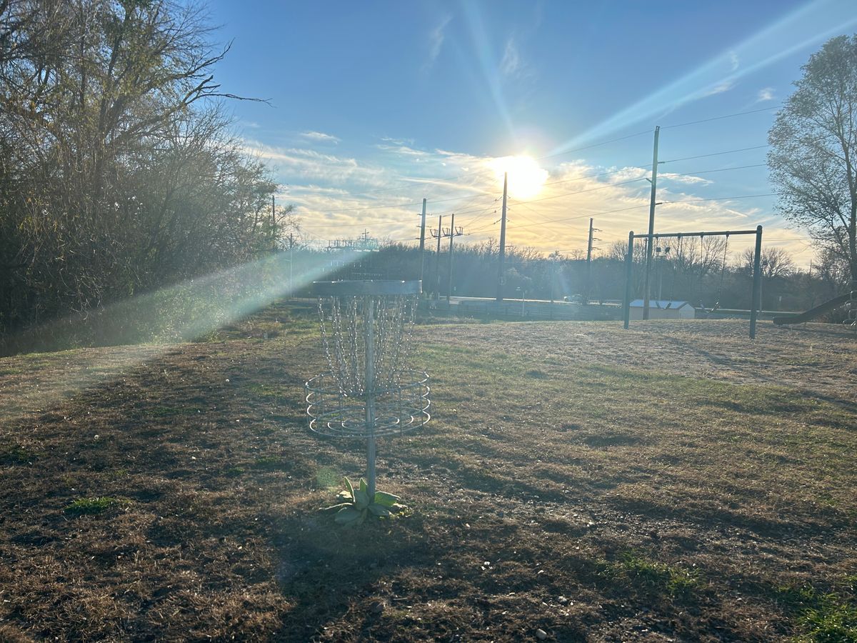 Hole 2 basket looking back toward tee