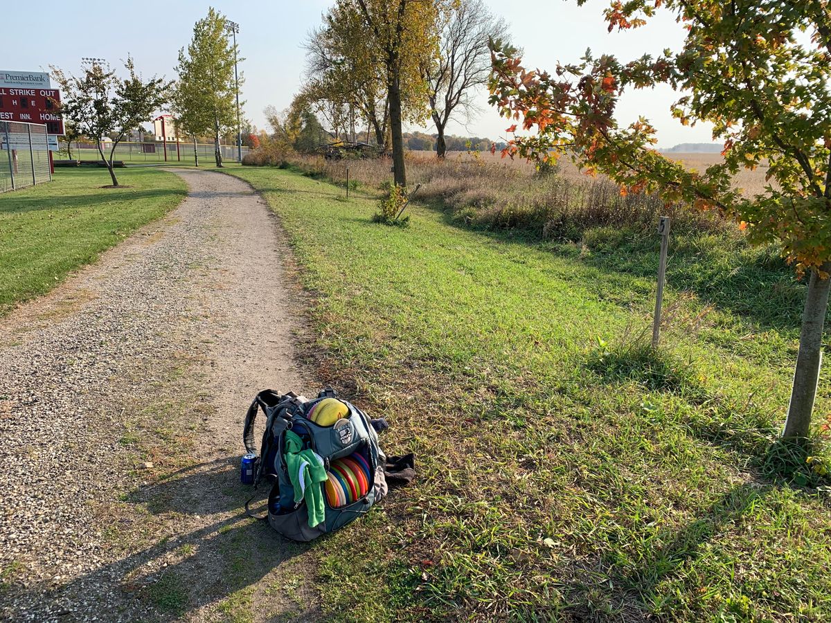 Hole 4 long tee.  By tree stake #5 (on right)