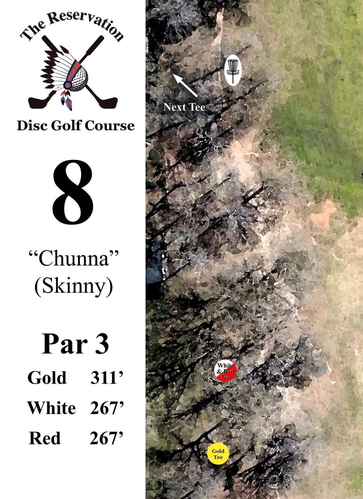 8 is a short, downhill, somewat technical par 8 with OB left.