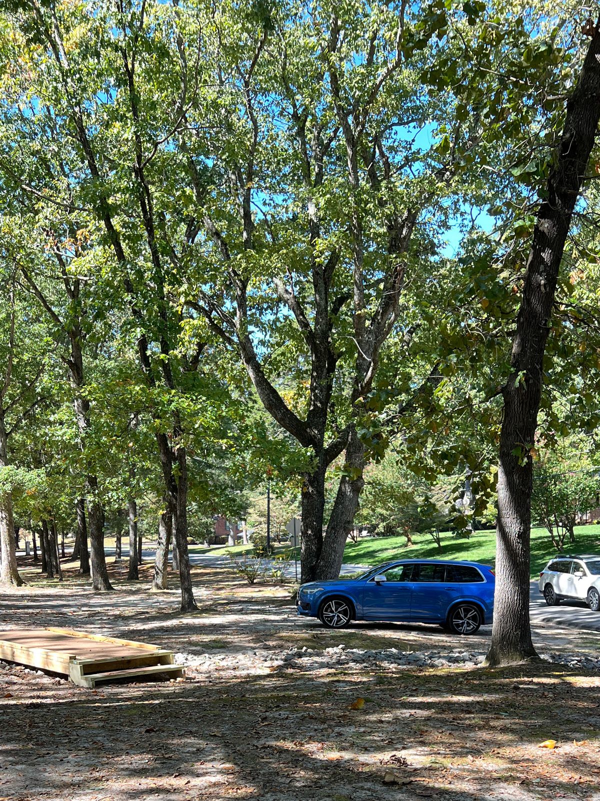 Car parked on hole 1 fairway.