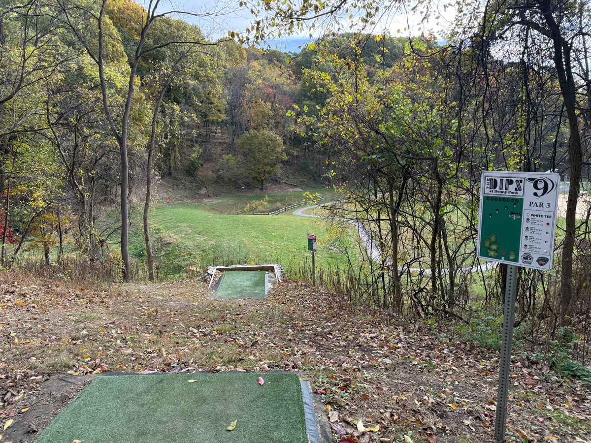 Hole 9 White (long) tee. Fun ‘empty the bag’ shot!