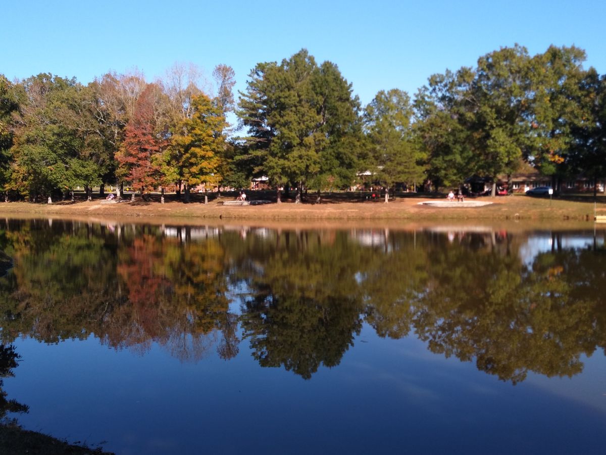 View of lake from tee box 6.