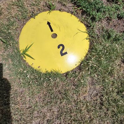 These are the tee markers for the course.  The wind can blow big here in the valley - so it's easier to mark the tees on the ground.