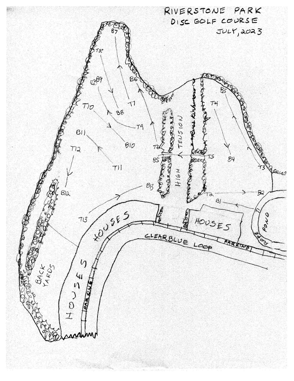 Map as of July 2023 before tees & baskets were installed.