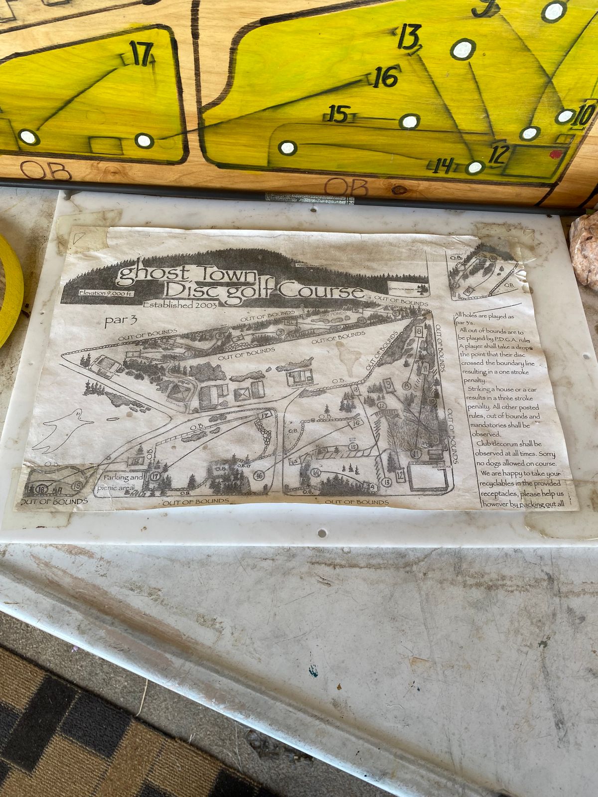 Antique paper version of the course map.