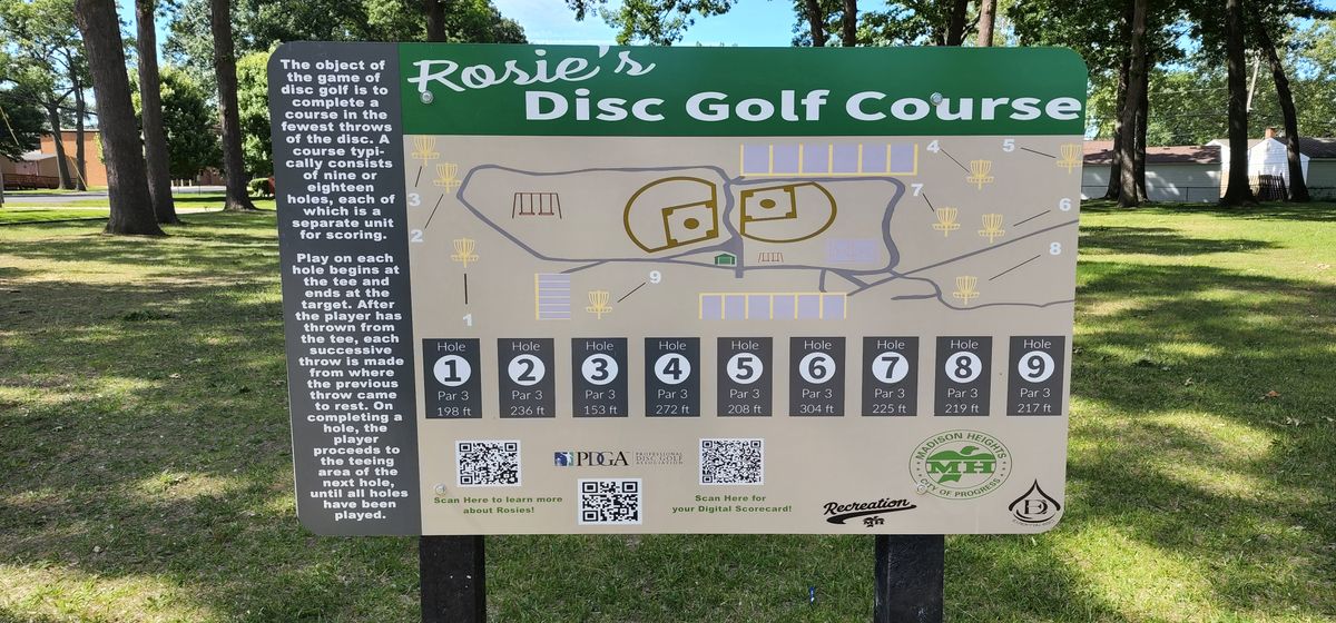 Parking and first hole is in NW corner of the park off Gardenia and Couzens Ave.