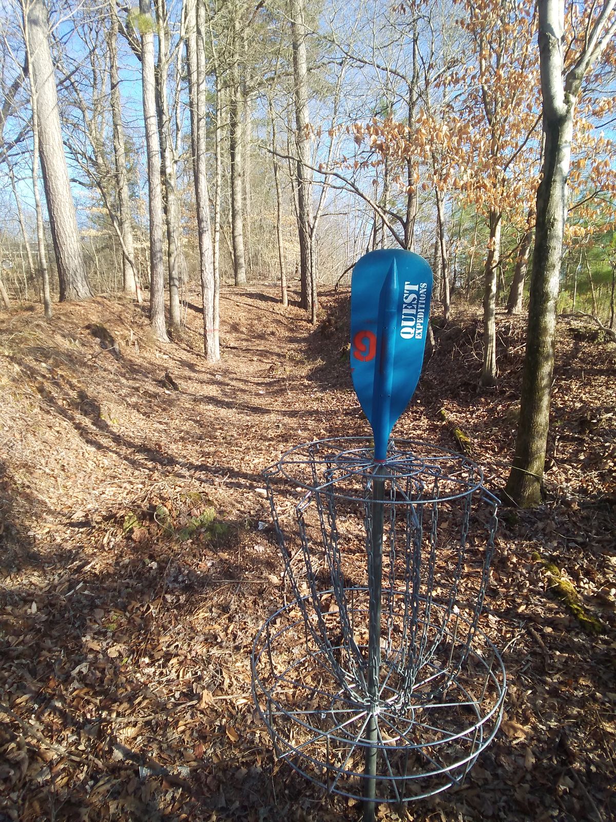 Hole 9 basket looking back at the teepad