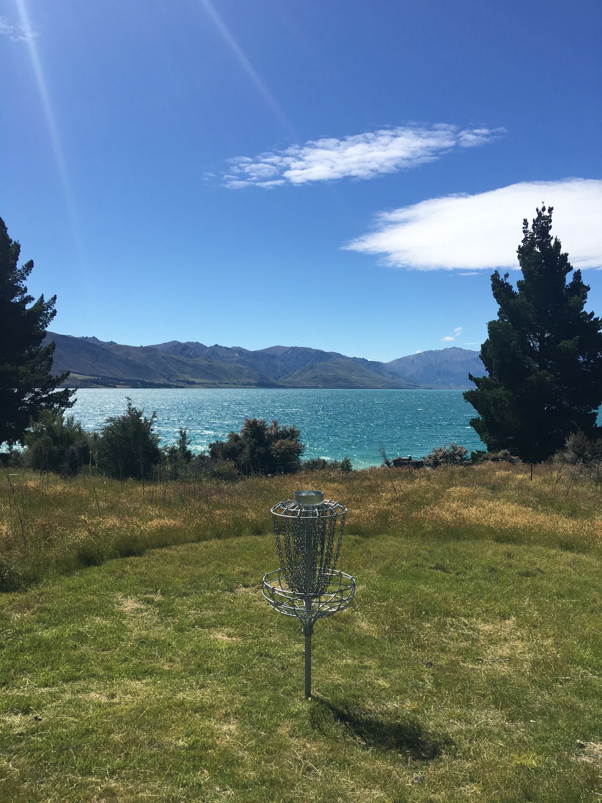 Lake views behind the green of Hole 2 "Taniwha"