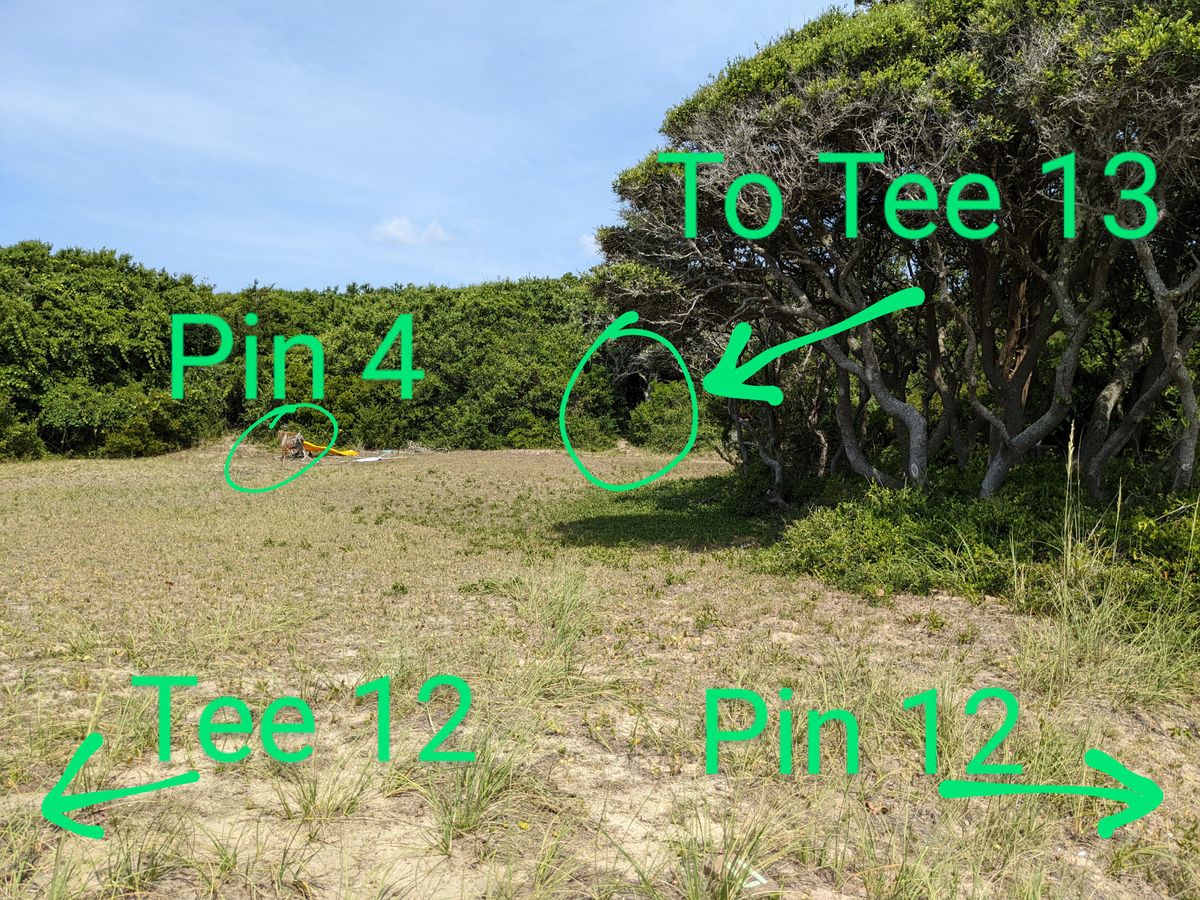 As you're walking down fairway 12, take note of the opening in the woods on the left, just passed hole 4. That's the entrance to 13.
