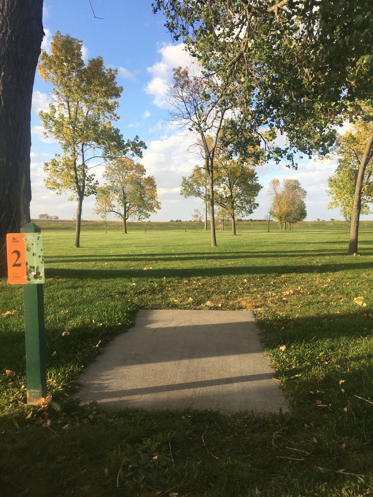 Hole #2- 259’.  The sidewalk is OB