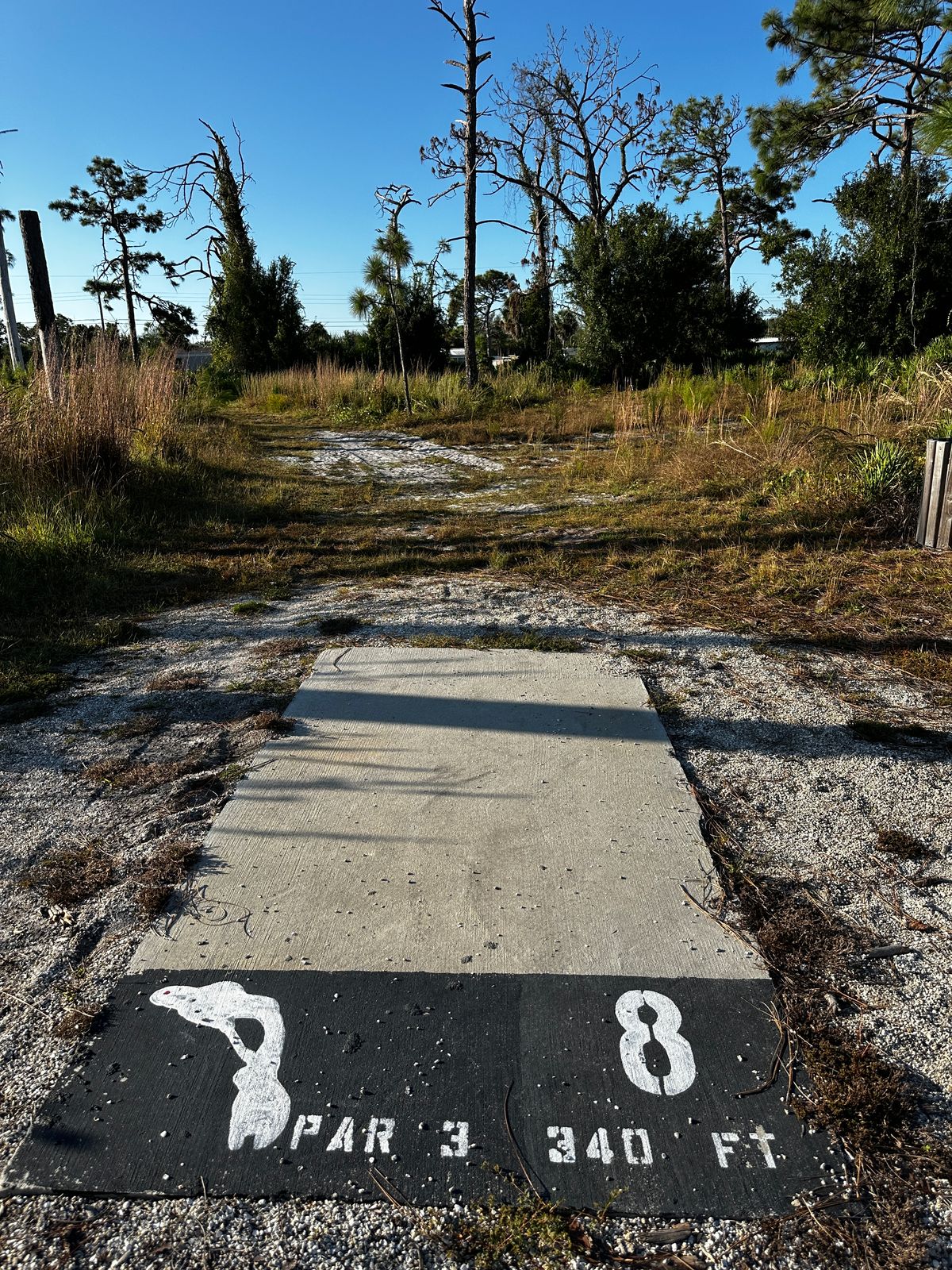 Current tee location 10/2025. 270 ft to basket from front of tee