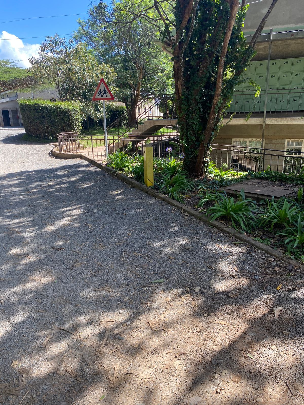 Target of hole 12 (Right yellow bollard)