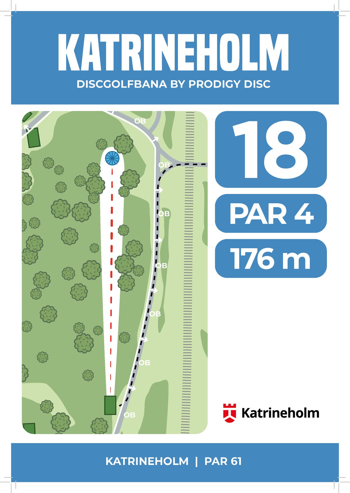 Hålkarta 18, par 4, 176 m