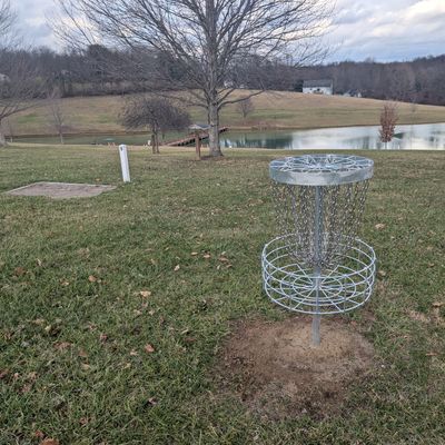 Basket 3, tee pad 9 on left with basket 6 back right close to pond.