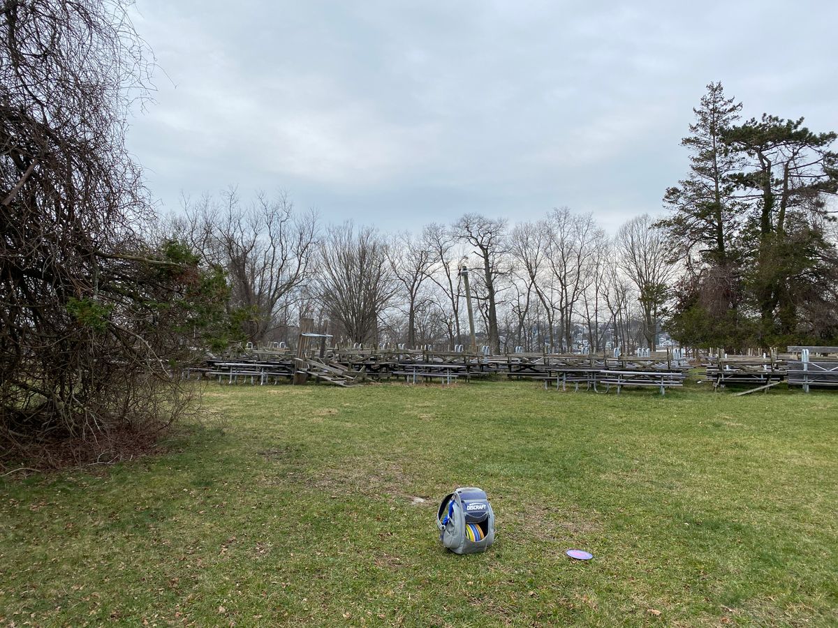 Original 16th fairway — basket has been removed.