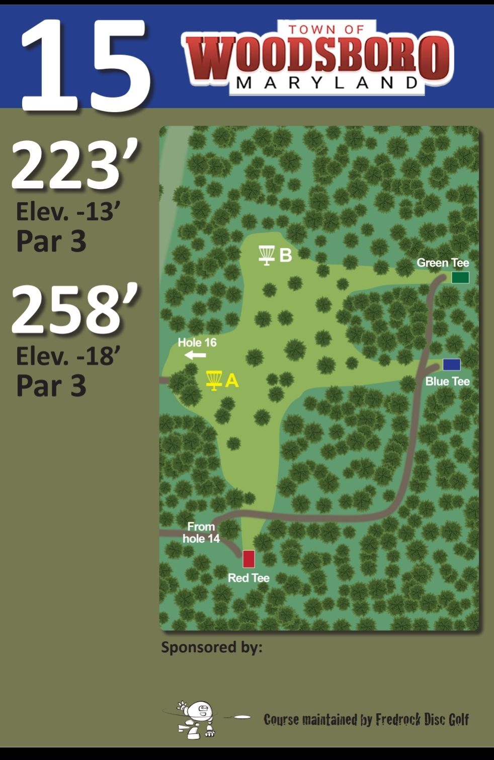 Hole 15 blue tee sign