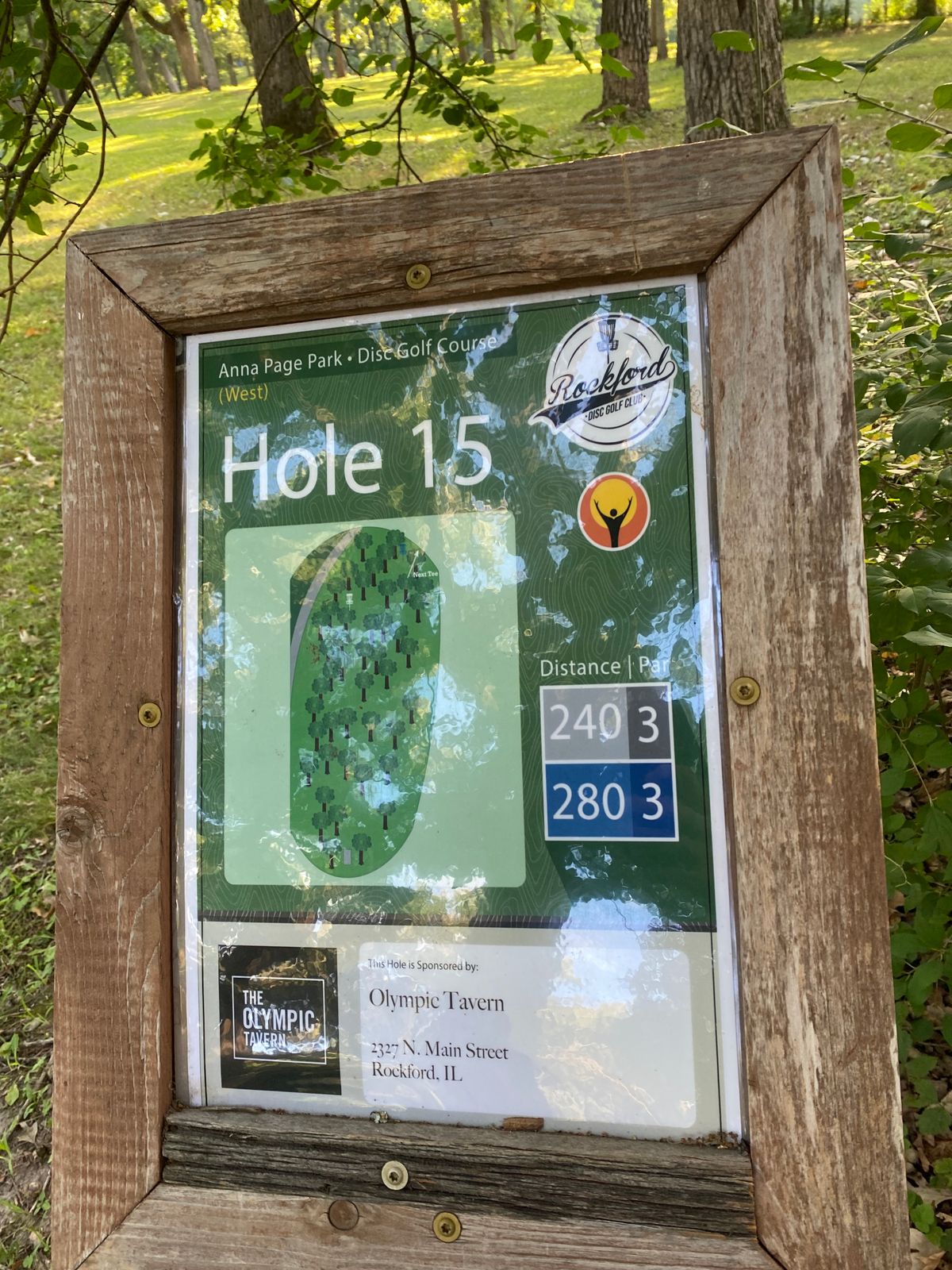 Hole 15 tee sign.