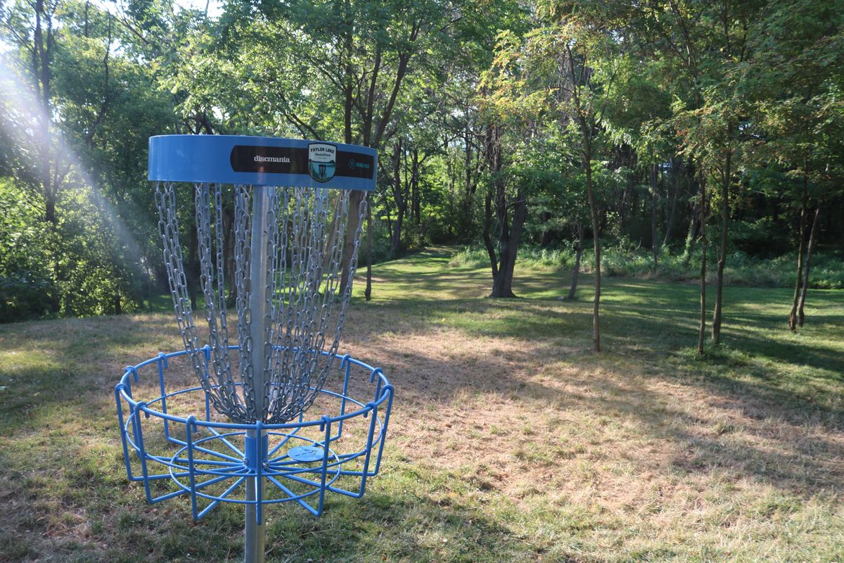Hole 5 basket looking back at both Red and Gold tees