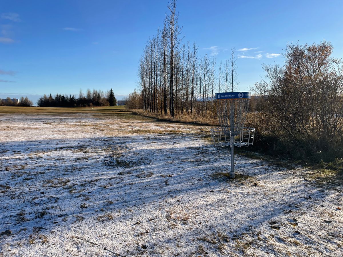 Hole 3 basket, blue tees, Ljosafoss, Iceland 🇮🇸
