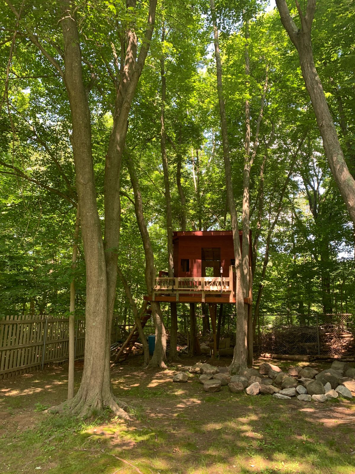 Tree house tee to arbor basket and to shed basket